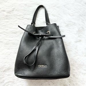 Furla Black Leather Bucket Bag